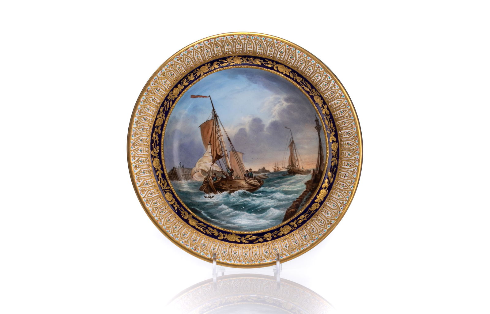 19th C FINELY PAINTED PORCELAIN CABINET PLATE (1 of 5)