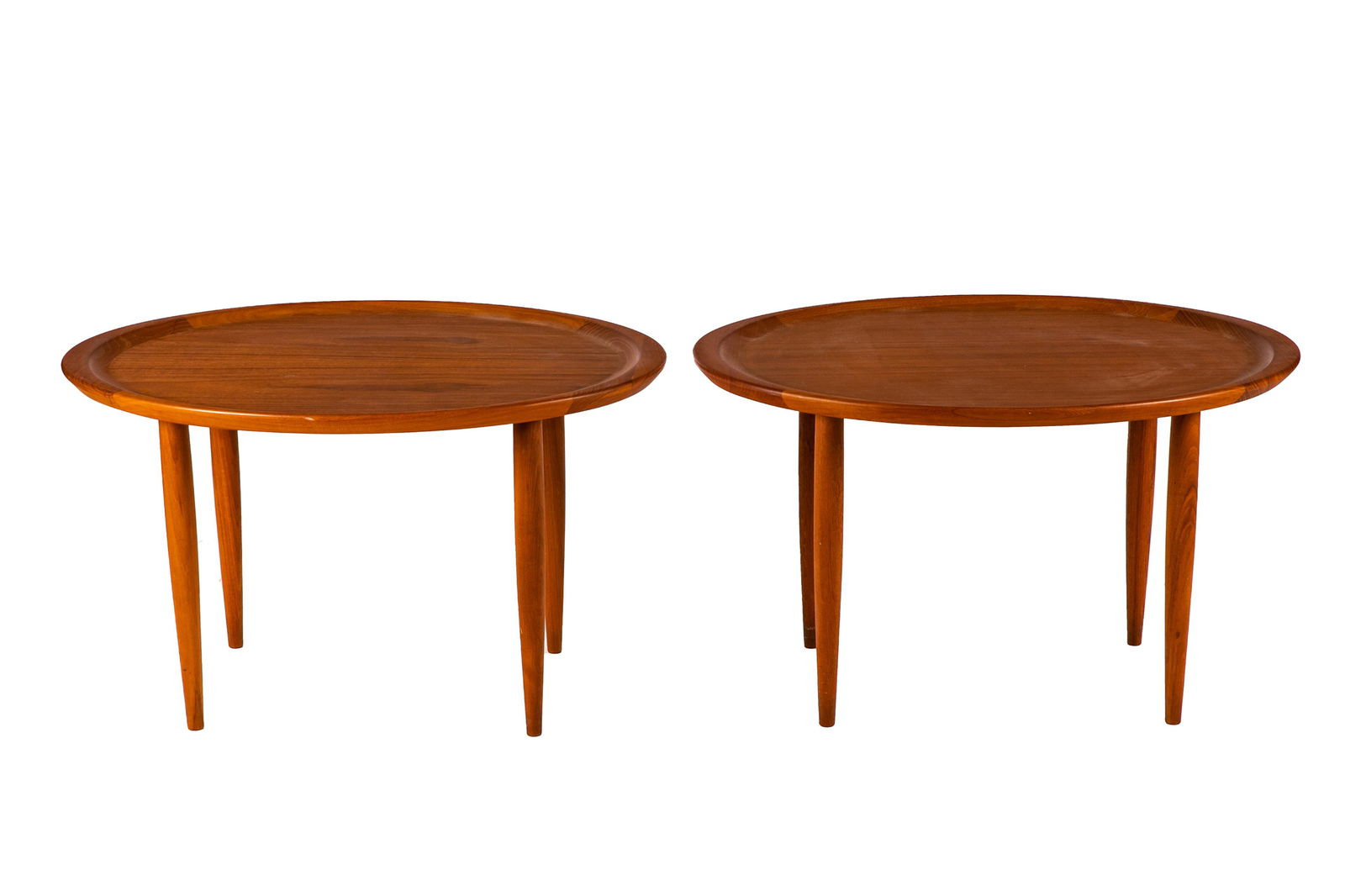 PAIR OF MCM TEAK OVAL SIDE TABLES (1 of 3)