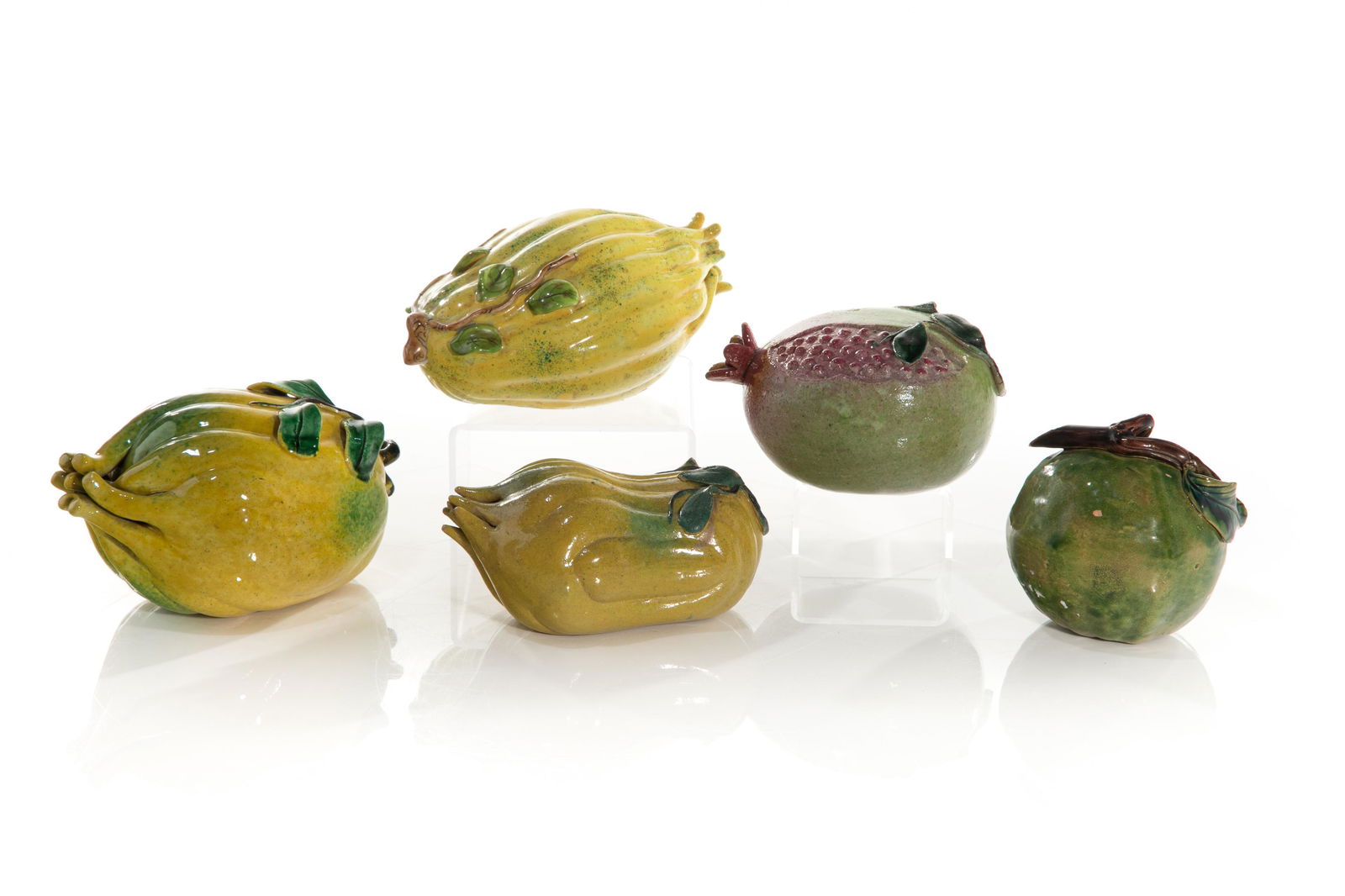 CHINESE POLYCHROME POTTERY ALTAR FRUIT (1 of 1)