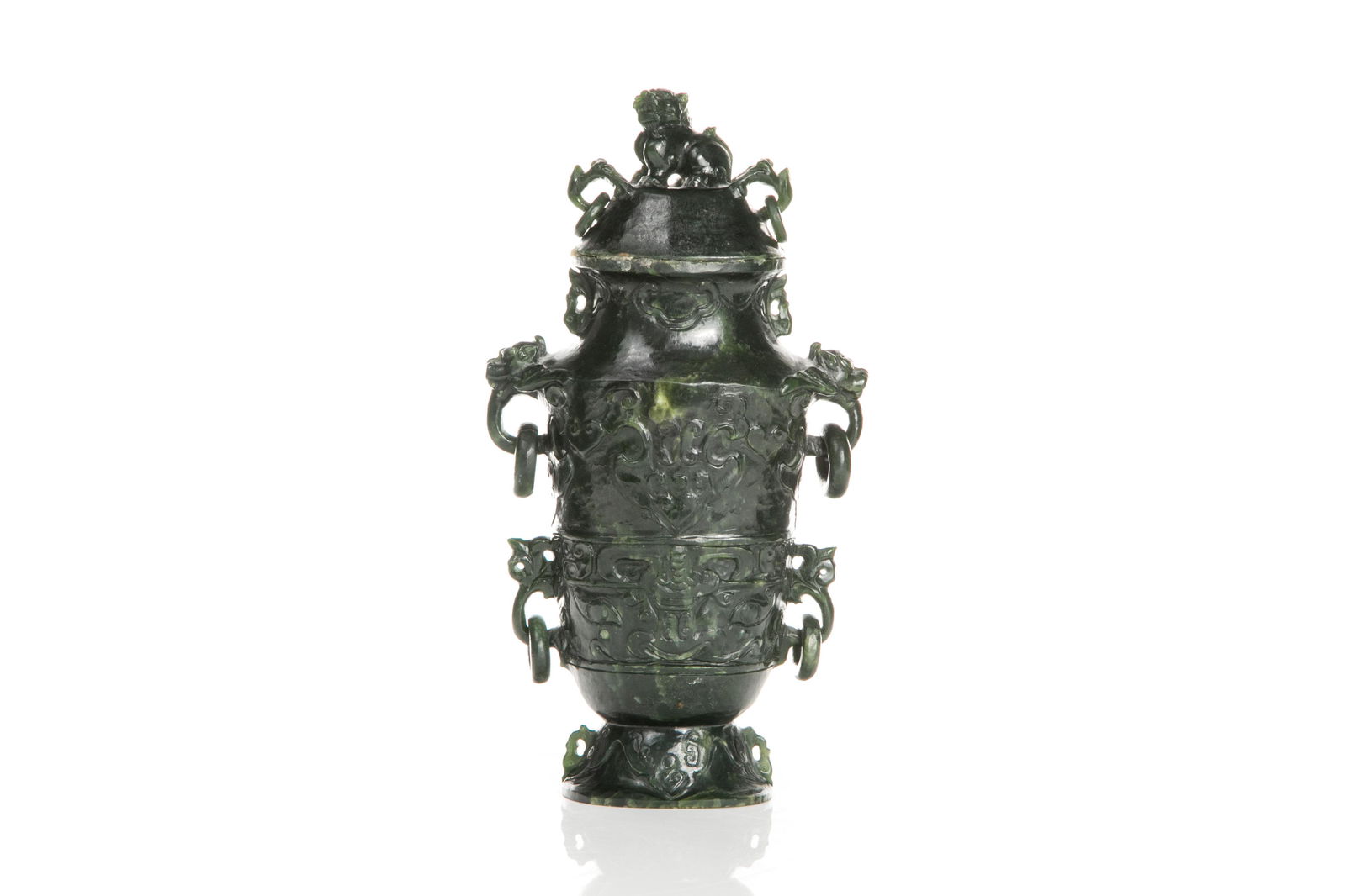 CHINESE SPINACH GREEN JADE ORNAMENTAL VASE (1 of 6)