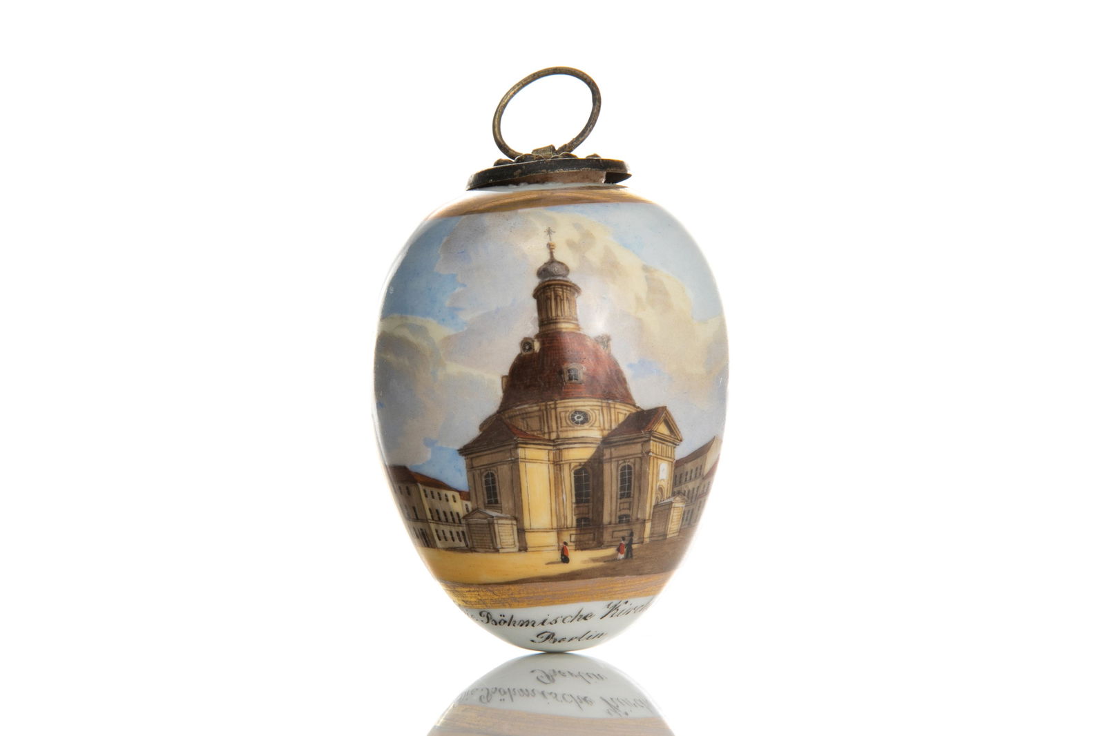 HAND PAINTED GERMAN PORCELAIN EGG PERFUME BOTTLE (1 of 3)