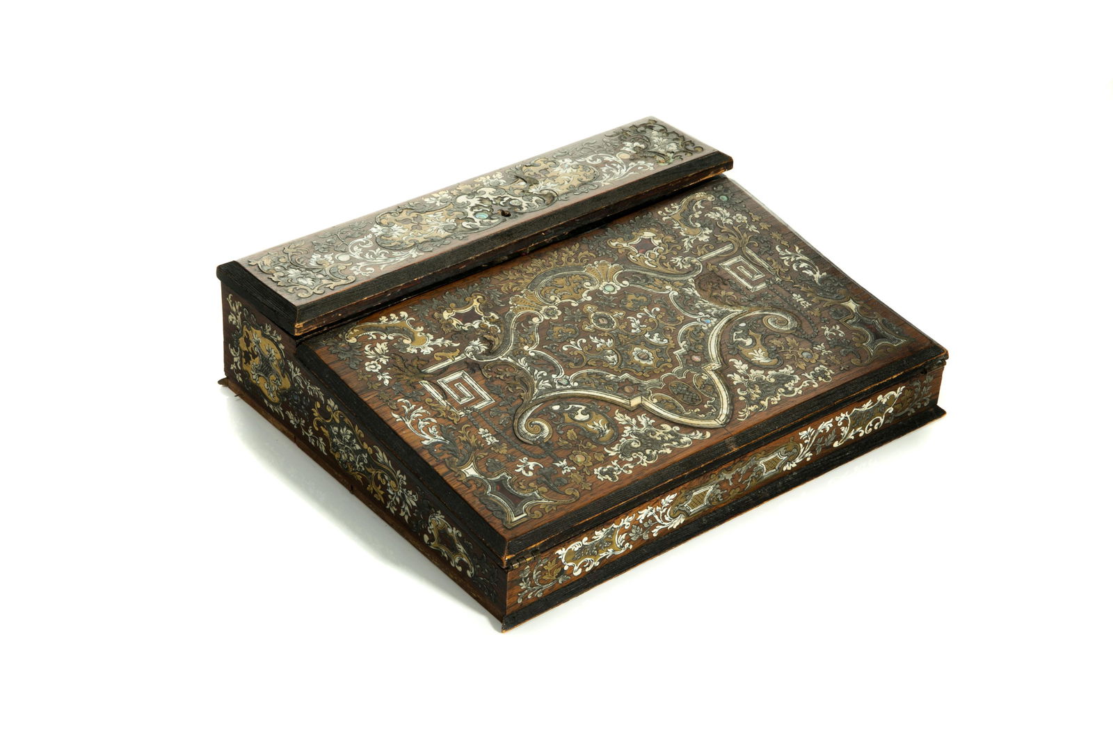 NATURAL & BOULLE INLAY WRITING DESK (1 of 5)