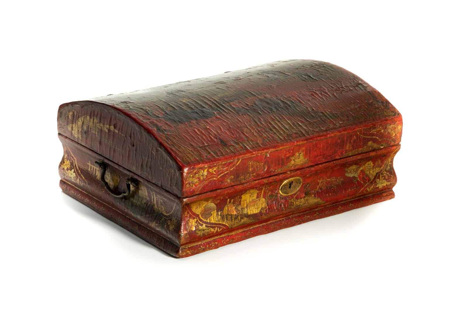 EARLY 18th C ENGLISH CHINOISERIE RED LACQUERED BOX (1 of 3)