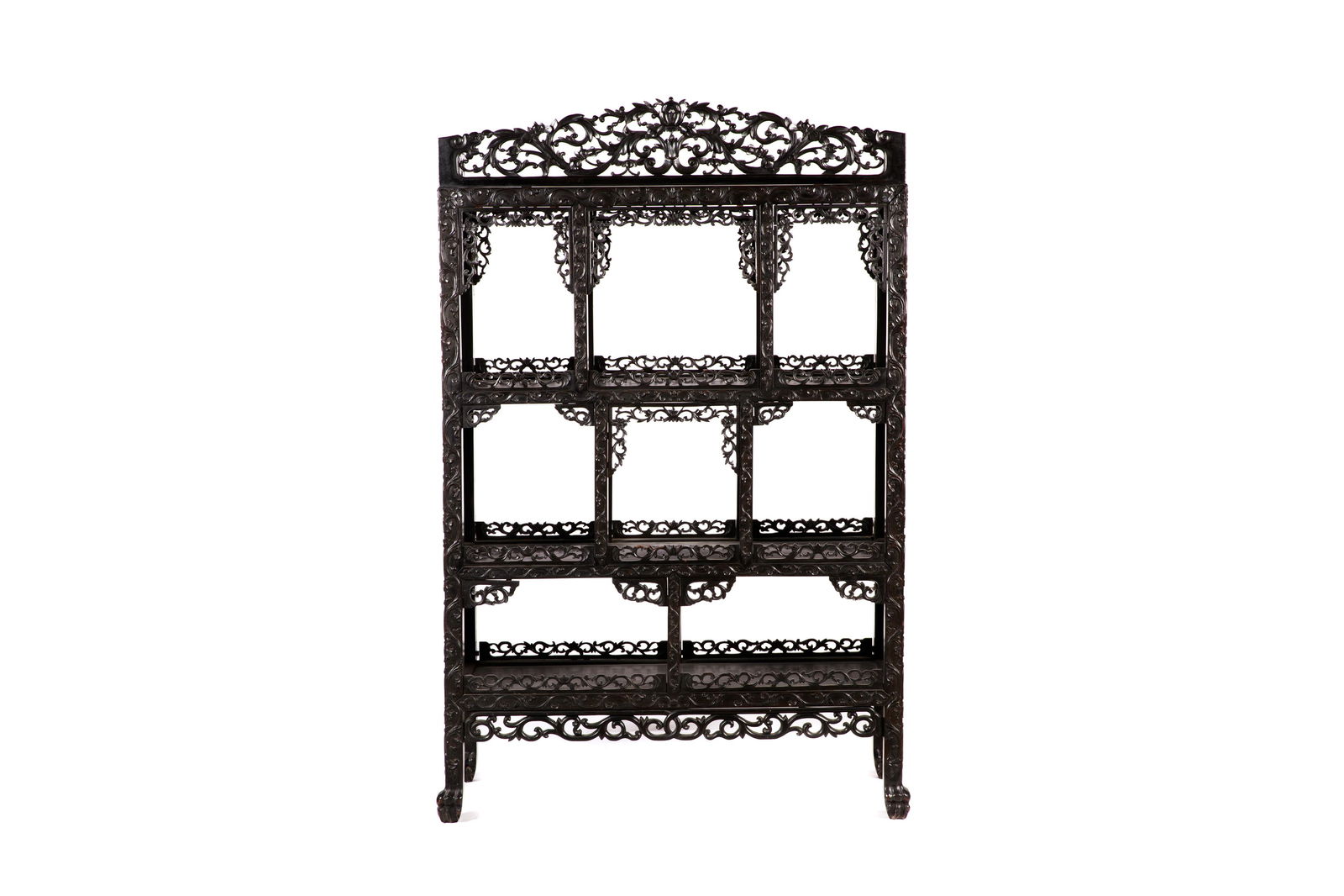 ANTIQUE CHINESE HARDWOOD OPEN DISPLAY CABINET (1 of 9)