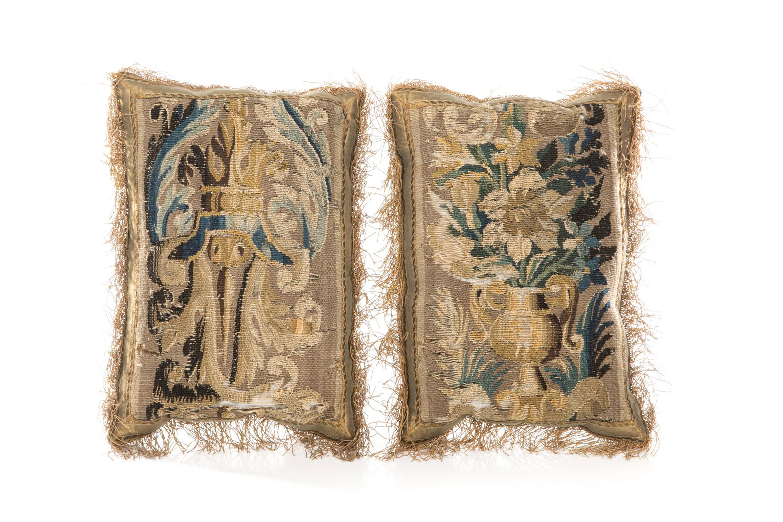 PAIR OF ANTIQUE TAPESTRY PANELS AS CUSHIONS (1 of 5)