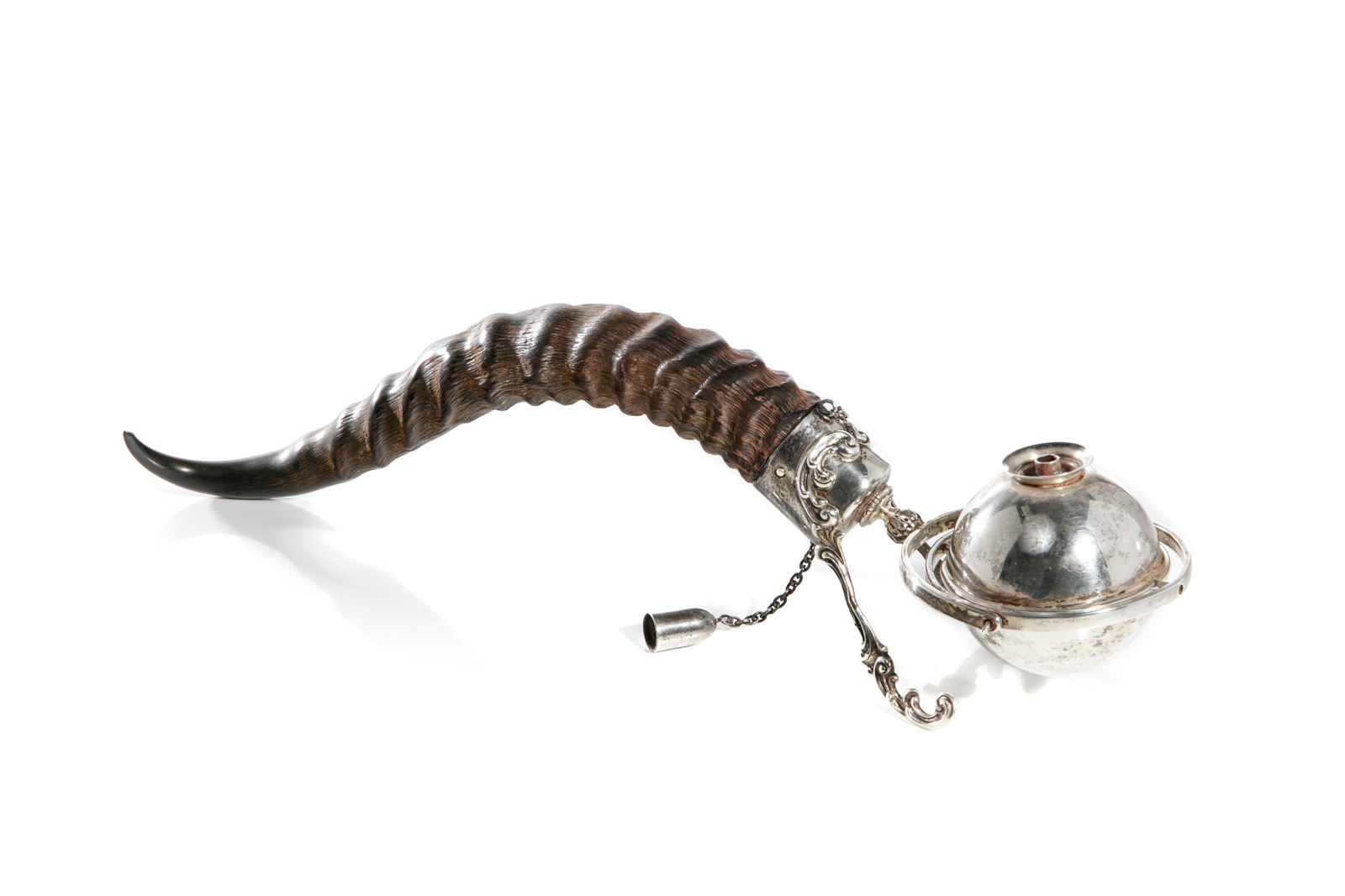 AMERICAN SILVER & HORN HANDLED CIGAR LIGHTER (1 of 3)