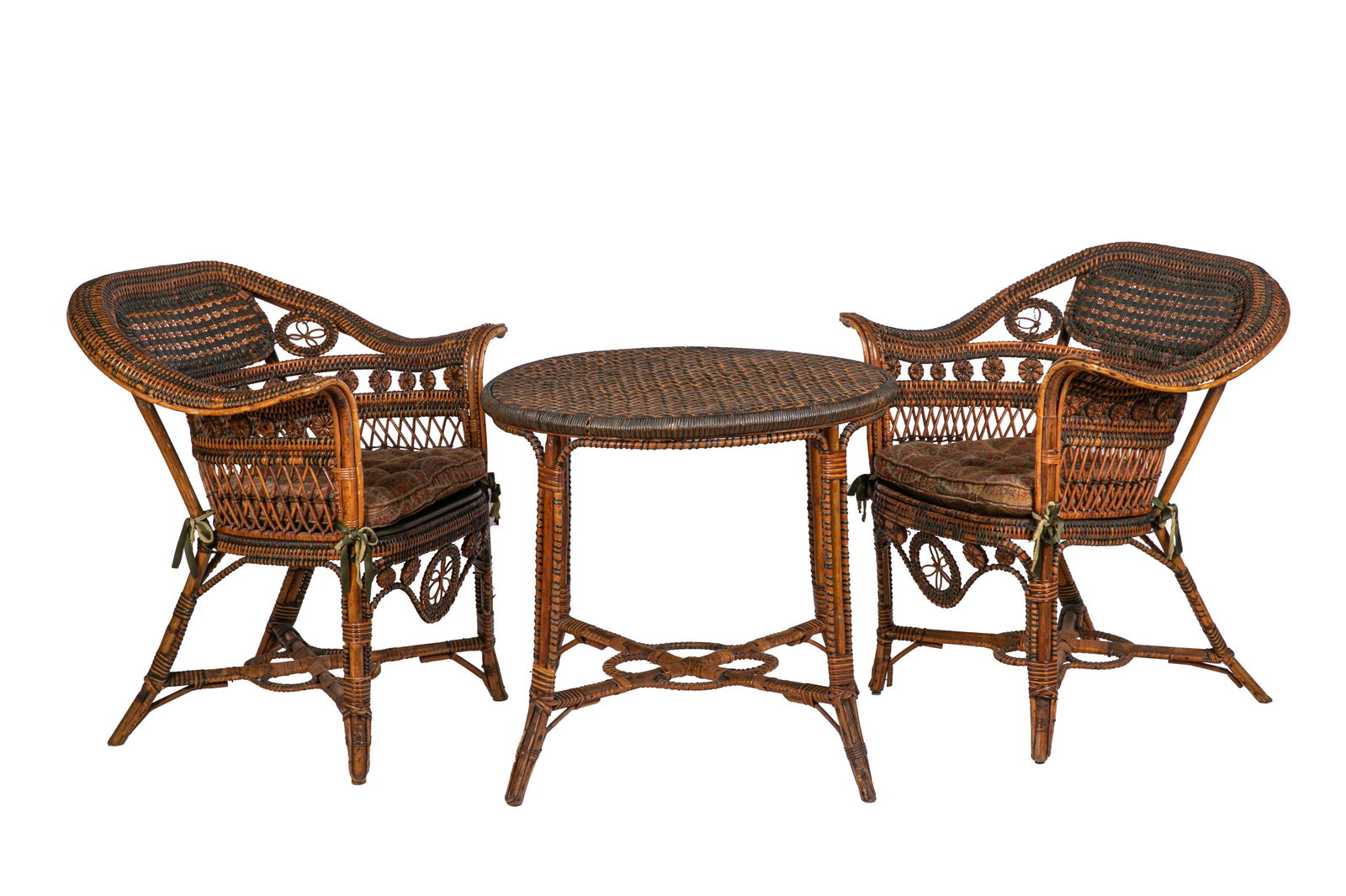 PAINTED CANE & WICKER PATIO SET (1 of 16)