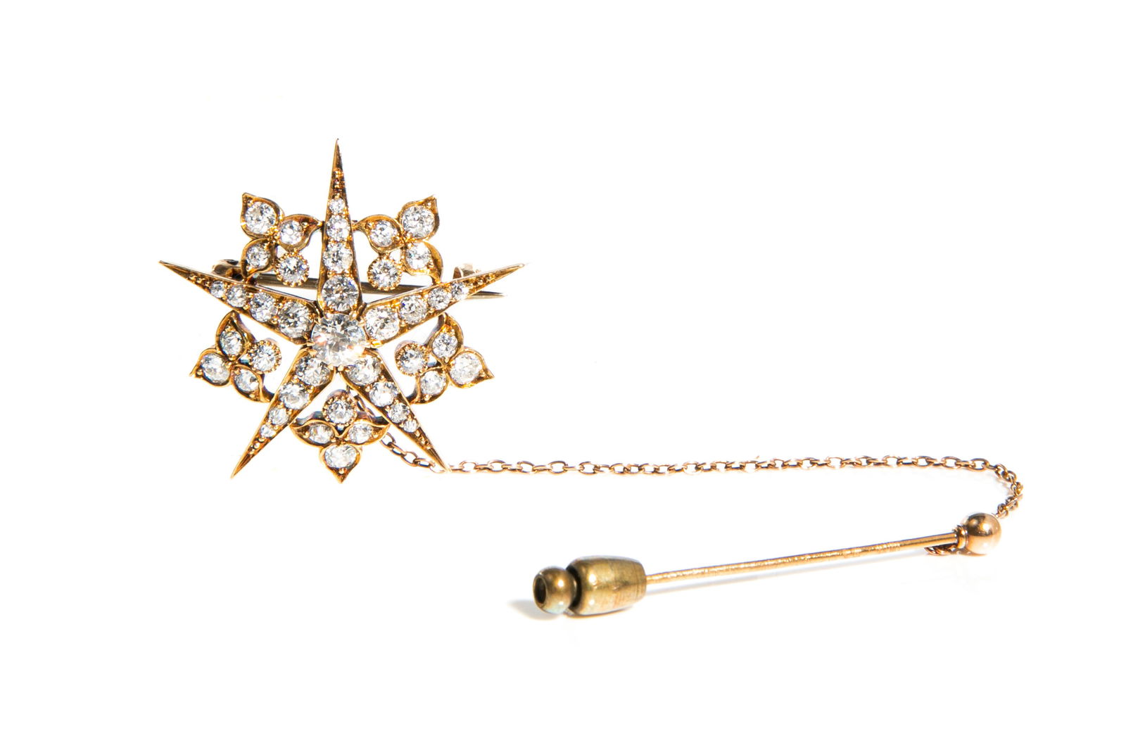 EDWARDIAN GOLD & DIAMOND STAR BROOCH (1 of 4)