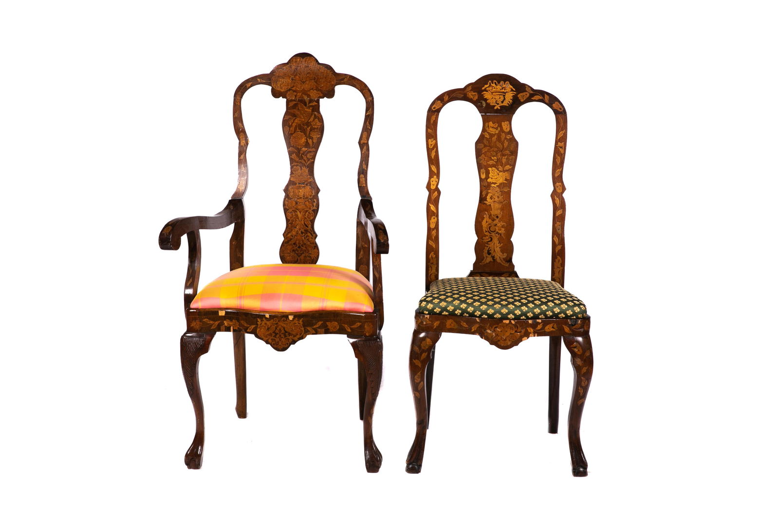 TWO 18th C DUTCH MARQUETRY CHAIRS (1 of 7)