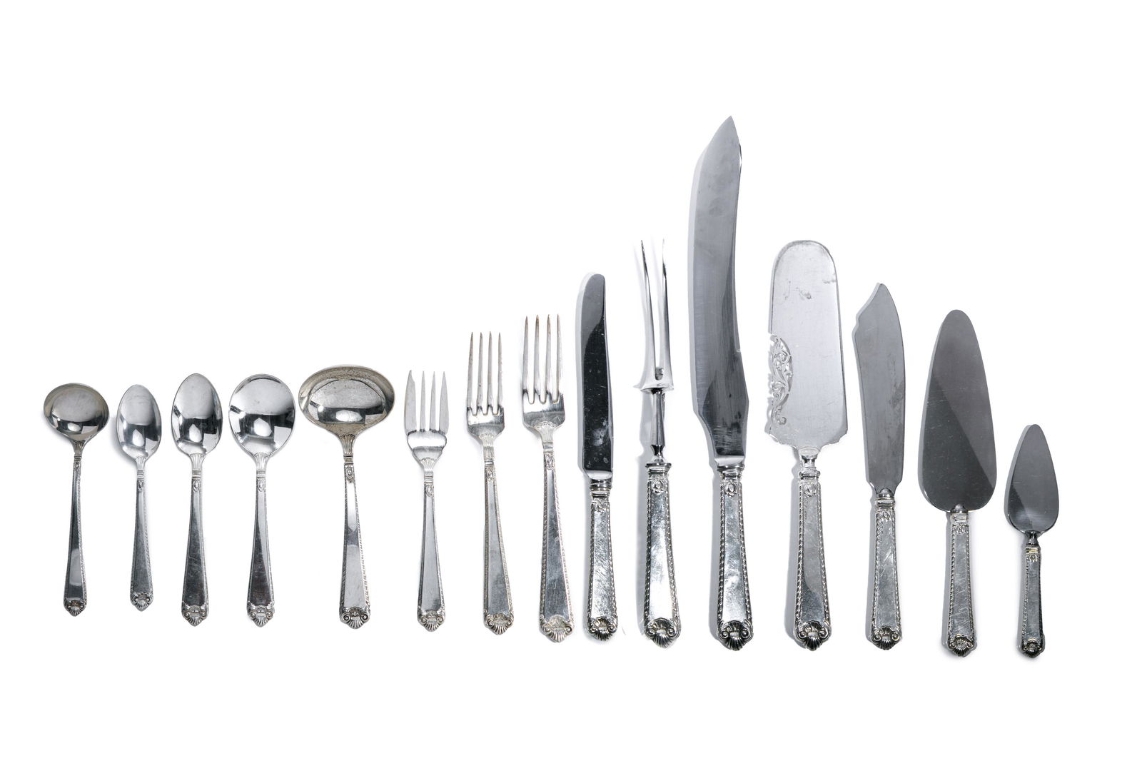 92 PCS BIRKS GEORGE II SILVER FLATWARE, 1,866g (1 of 3)