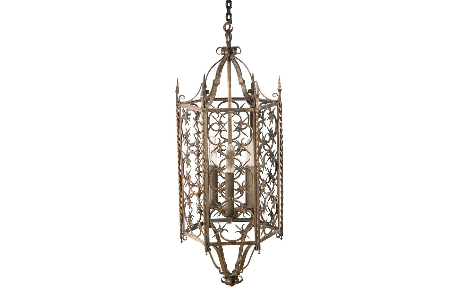 GOTHIC REVIVAL WROUGHT IRON HANGING LANTERN (1 of 2)
