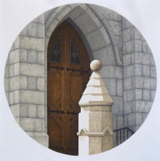 GARY MORTON (AMERICAN, 1951-): A Time to Pray oil on board; 38 cm dia. (15" dia.) Provenance: Hollander-York Gallery, Toronto ON