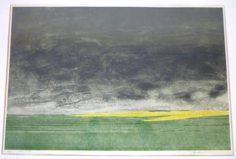 TAKAO TANABE (CANADIAN R.C.A., 1926-): Yellow Field lithograph; signed lower right 66cm x 45cm (26" x 17 3/4")