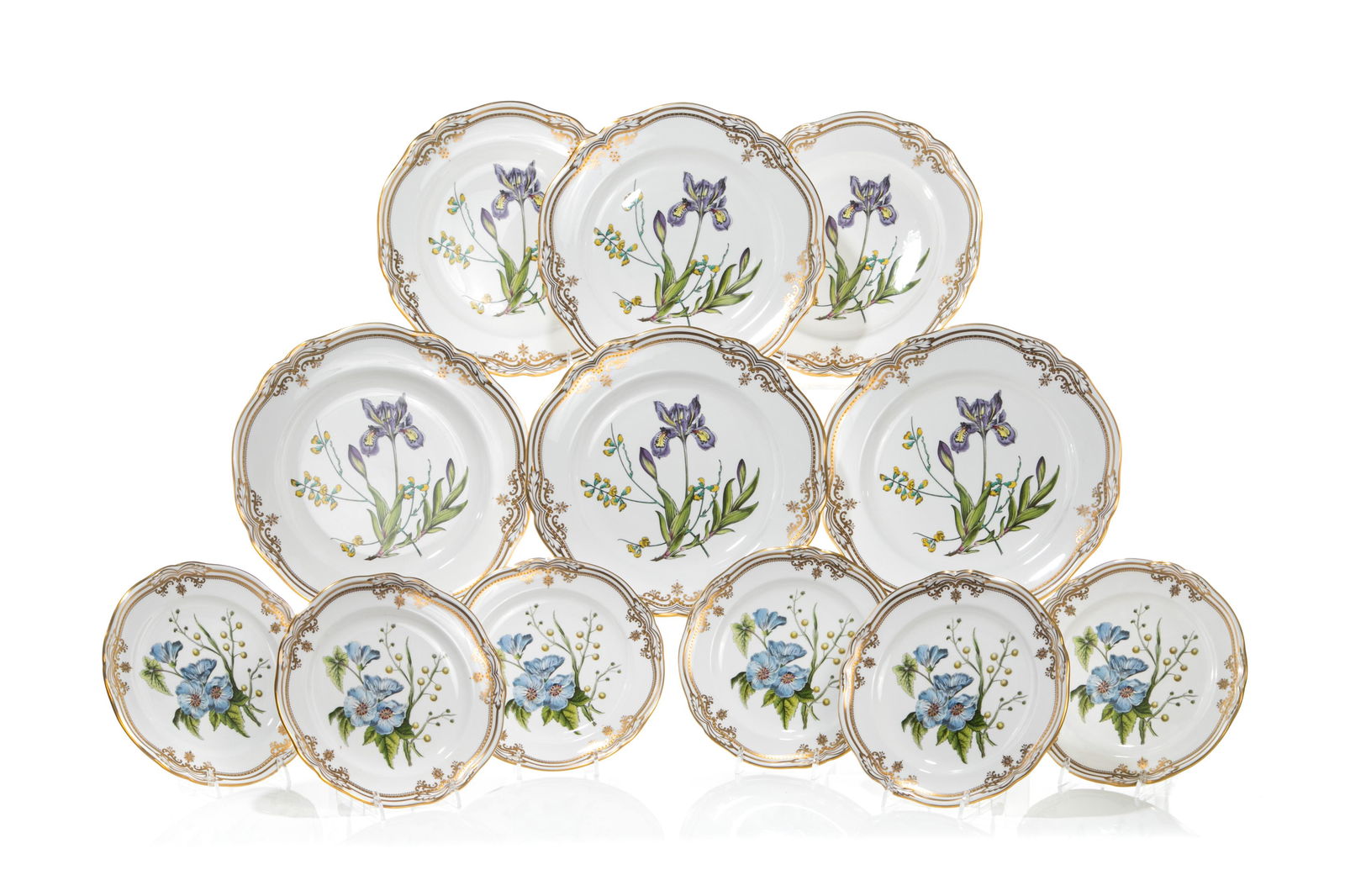 TWELVE SPODE STAFFORD FLOWERS PORCELAIN PLATES (1 of 4)