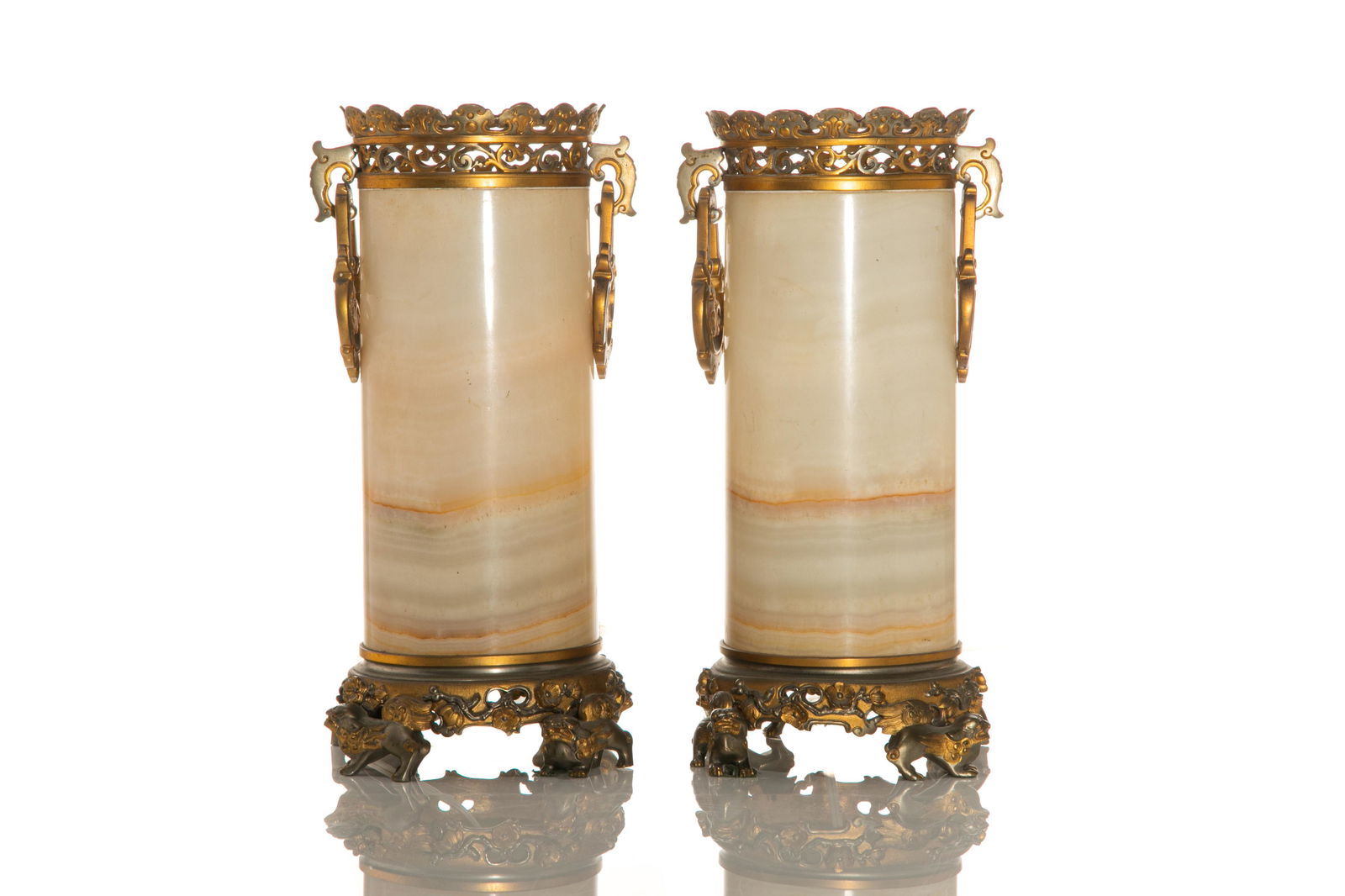 PAIR OF GILT BRONZE & ONYX LANTERNS (1 of 3)