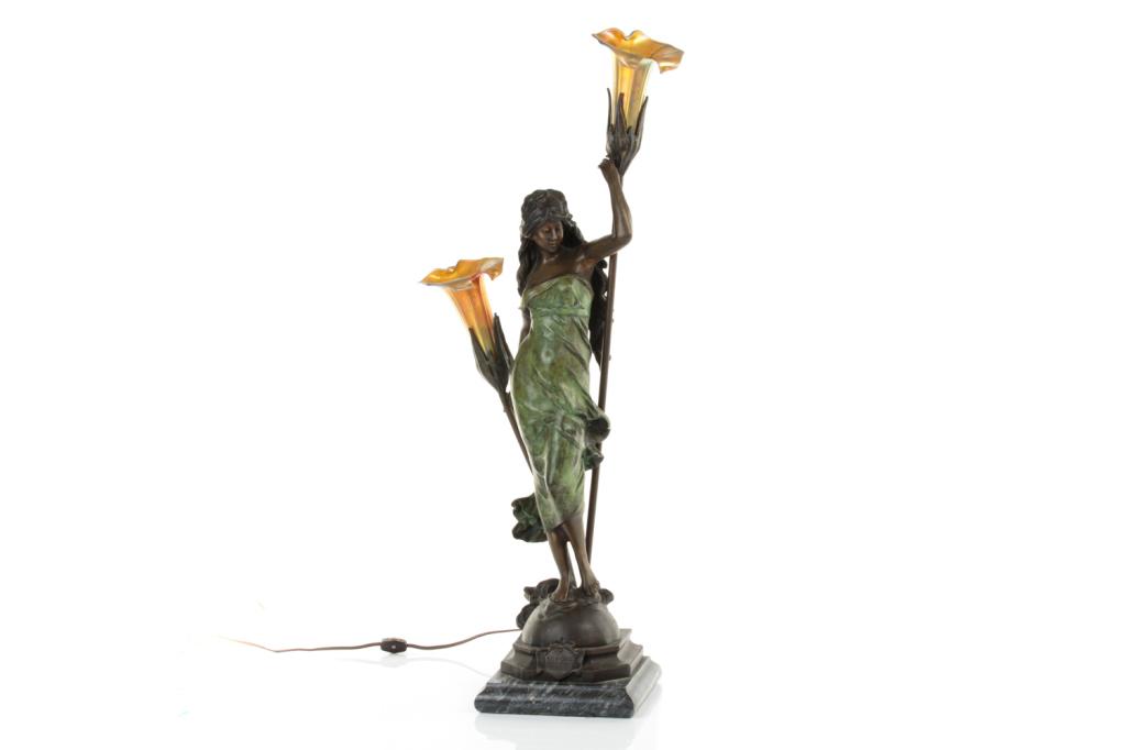 ART NOUVEAU BRONZE FIGURAL LAMP (1 of 6)