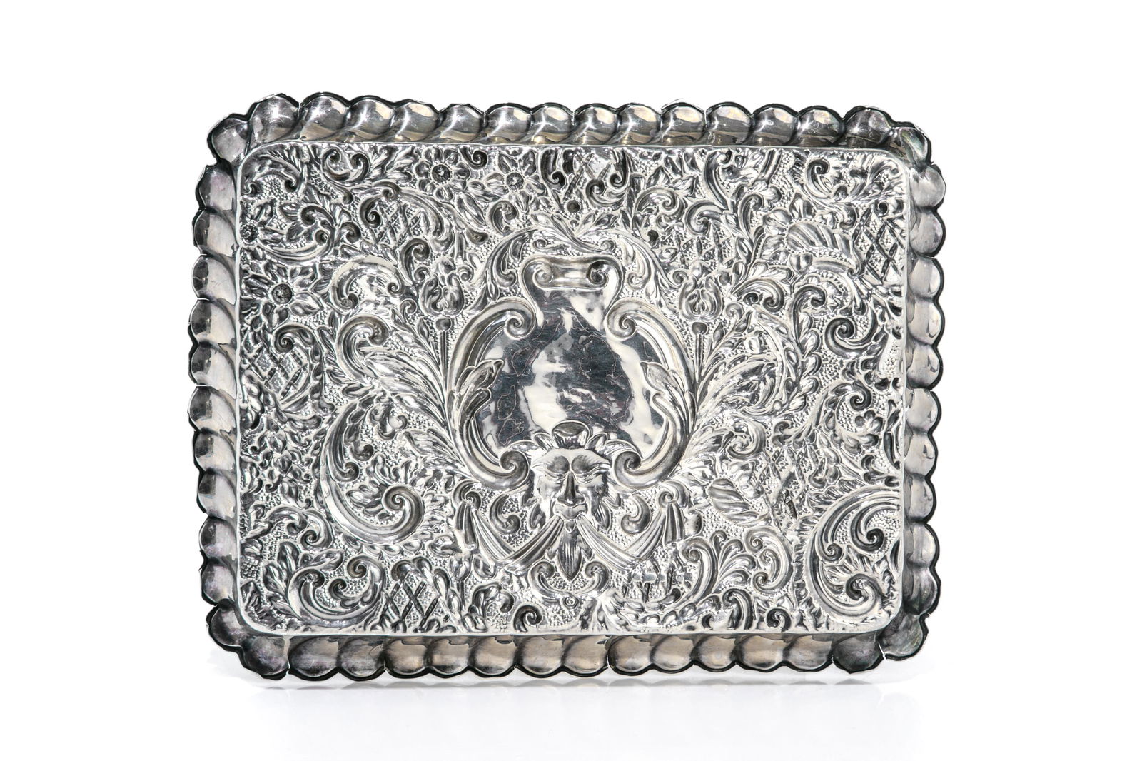 VICTORIAN ENGLISH SILVER TRAY, 201g (1 of 3)
