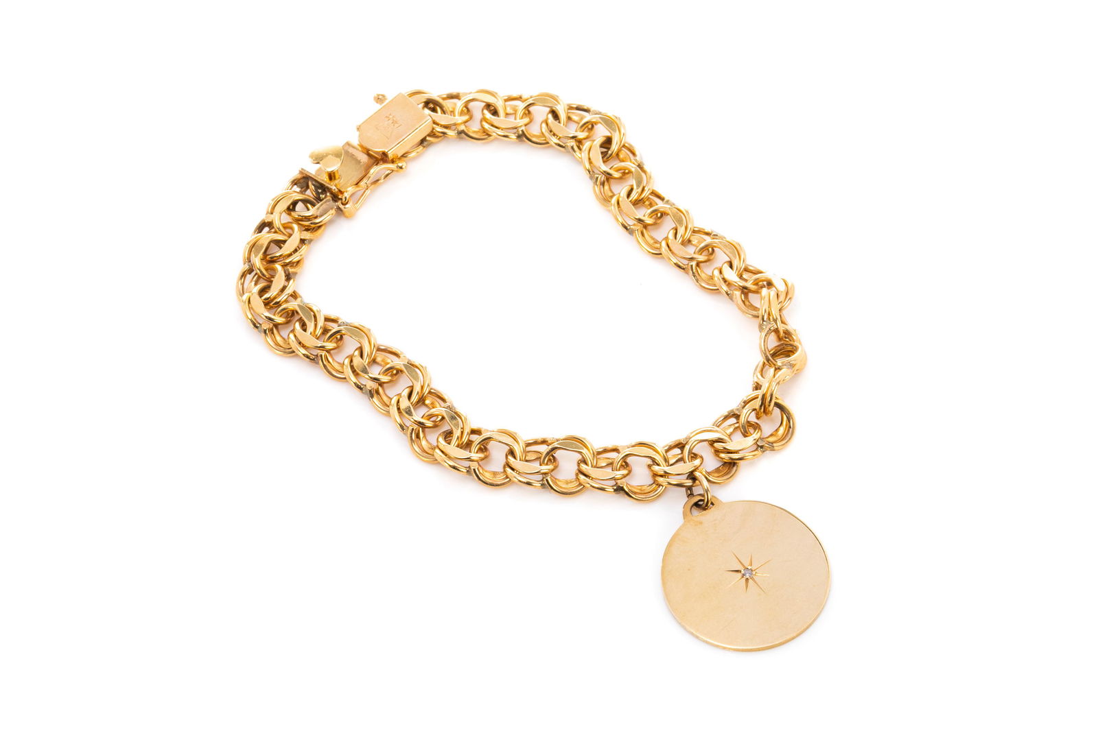 14K GOLD BRACELET WITH CIRCLE CHARM, 20g (1 of 4)