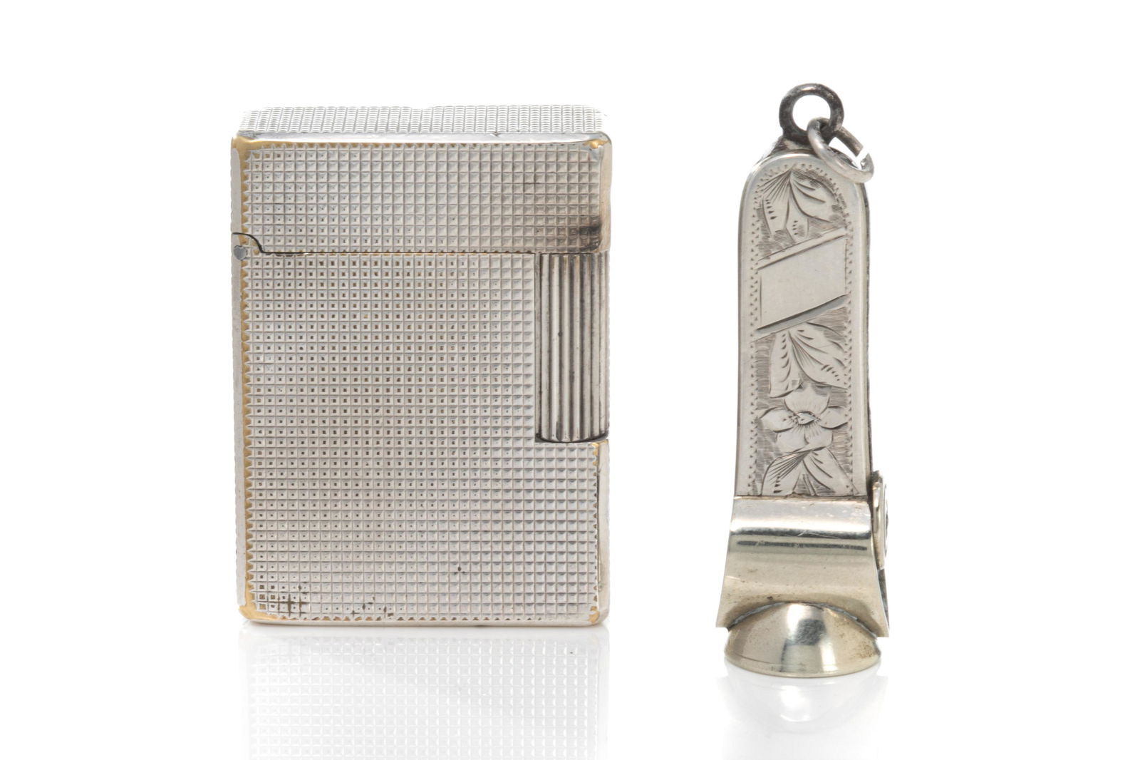 SILVER CIGAR CUTTER & DUPONT LIGHTER, 110g (1 of 5)