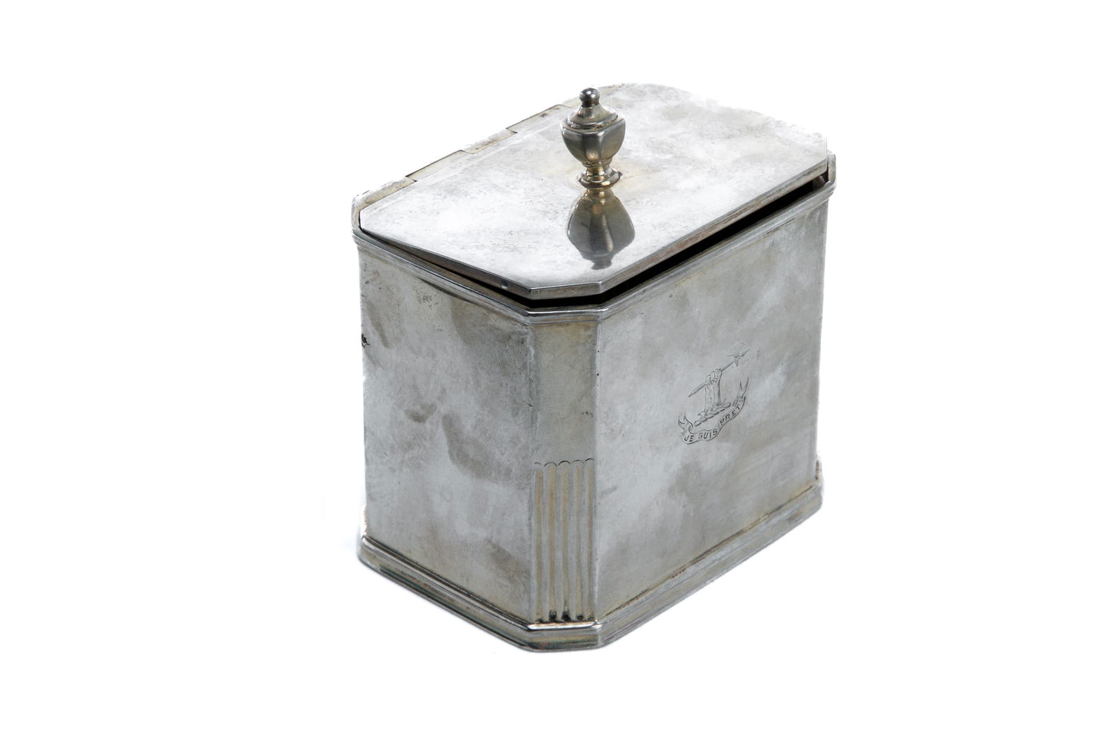 EDWARDIAN BRITANNIA STANDARD SILVER TEA CADDY 339g (1 of 7)