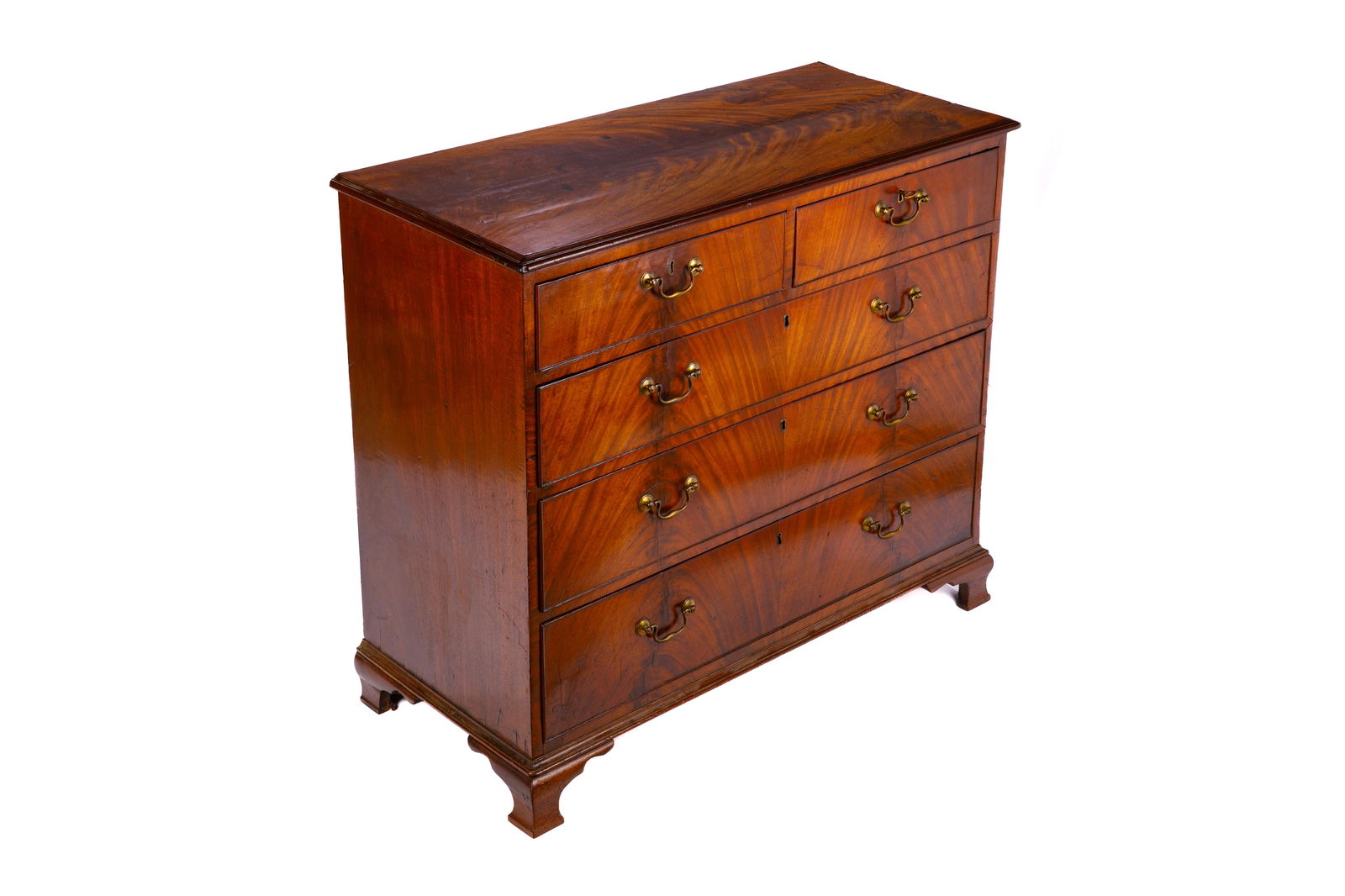 GEORGE III FLAME MAHOGANY CHEST OF DRAWERS (1 of 10)