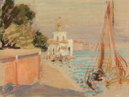 HERCULES BRABAZON BRABAZON (British, 1821-1906): Untitled (Venice) Pastel Signed with initials lower left Size: 7.75 x 9.75 in. (sheet)