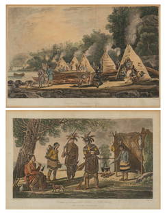 FROM GEORGE HERIOT TRAVELS THROUGH THE CANADAS: Two aquatint plates from Travels Through the Canadas, first published by Richard Phillips, London, 1807.