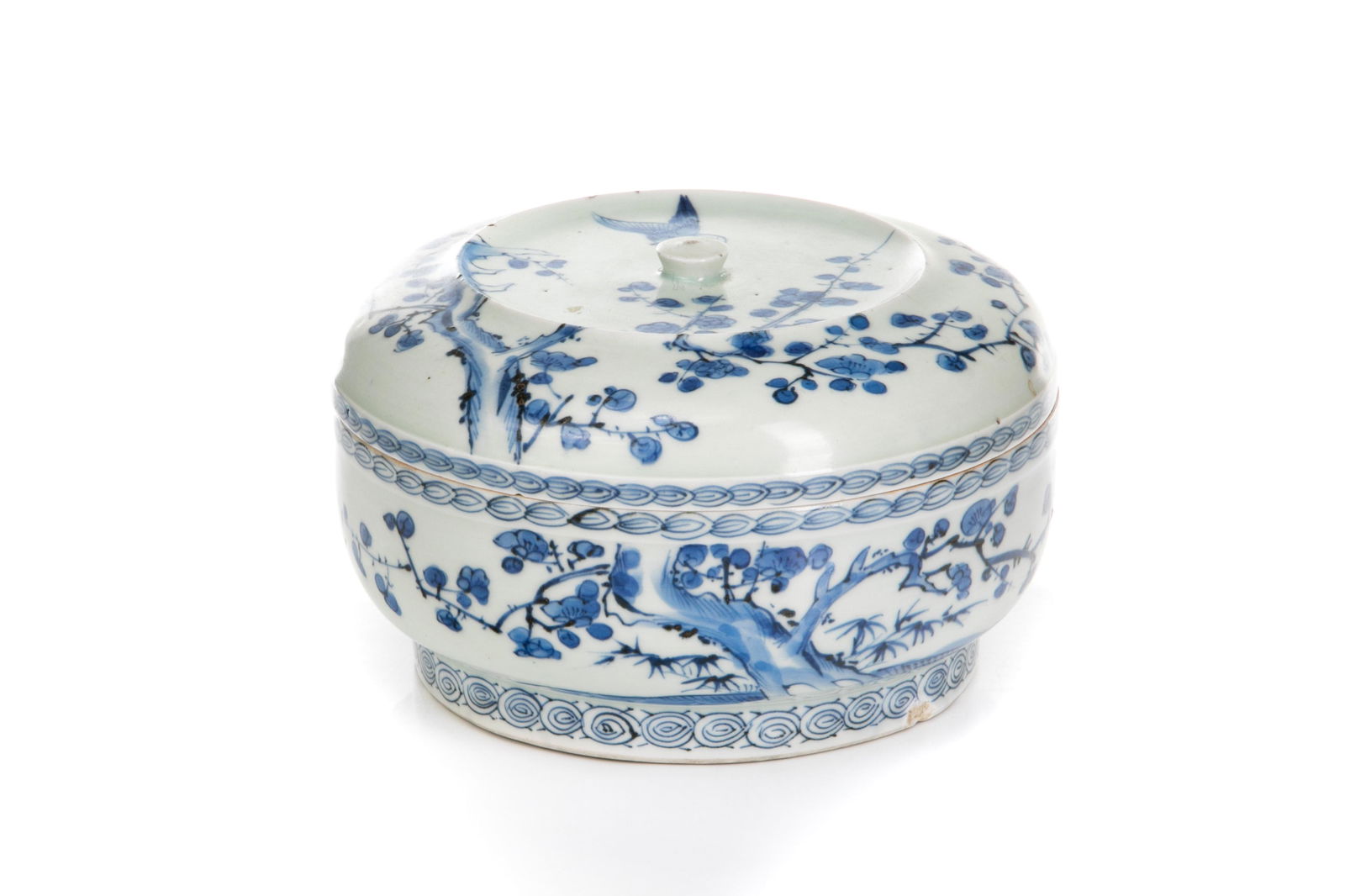 CHINESE EXPORT BLUE & WHITE PORCELAIN COVERED BOWL (1 of 3)
