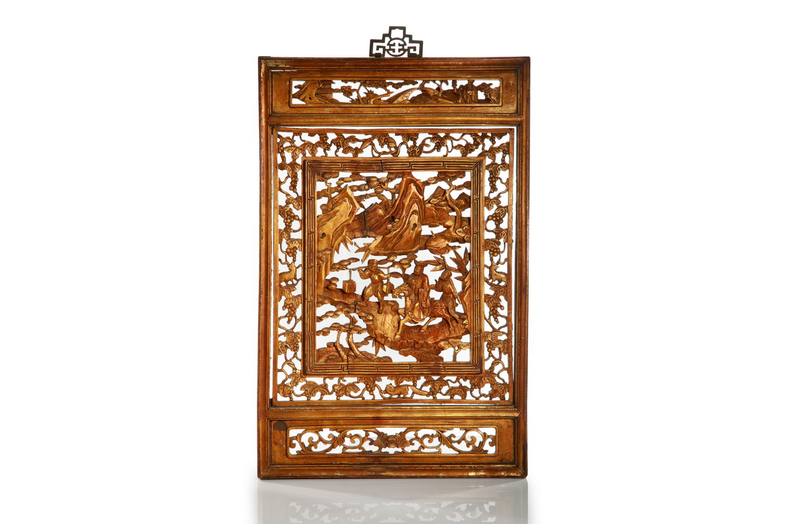 CHINESE CARVED RETICULATED LACQUER PANEL (1 of 3)