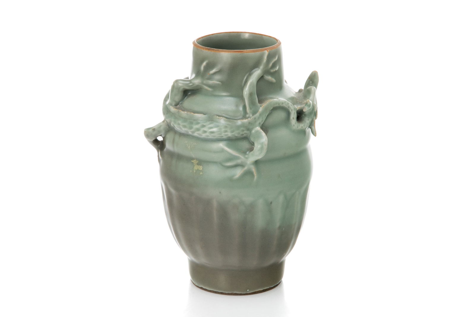 CHINESE LONGQUAN CELADON GLAZED COILED DRAGON JAR (1 of 6)