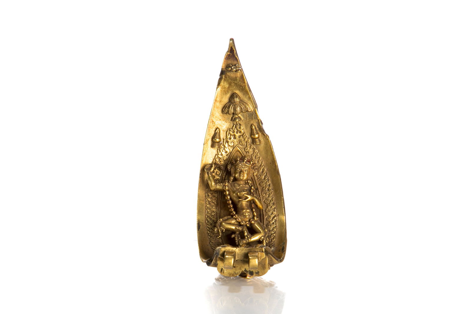 TIBETAN GILT BRONZE PETAL SECTION FROM CROWN (1 of 9)