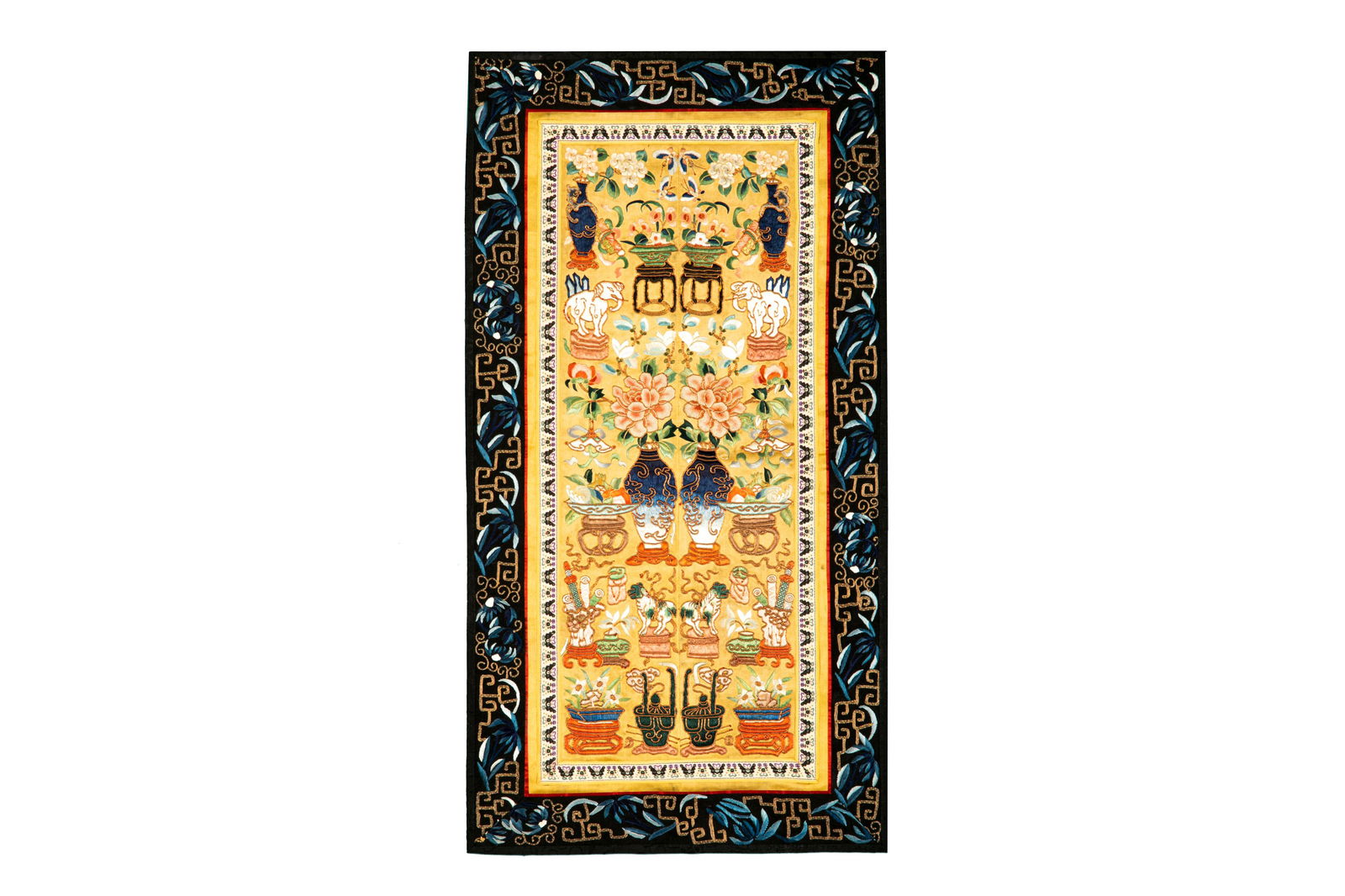 CHINESE ONE HUNDRED ANTIQUES EMBROIDERY PANEL (1 of 6)
