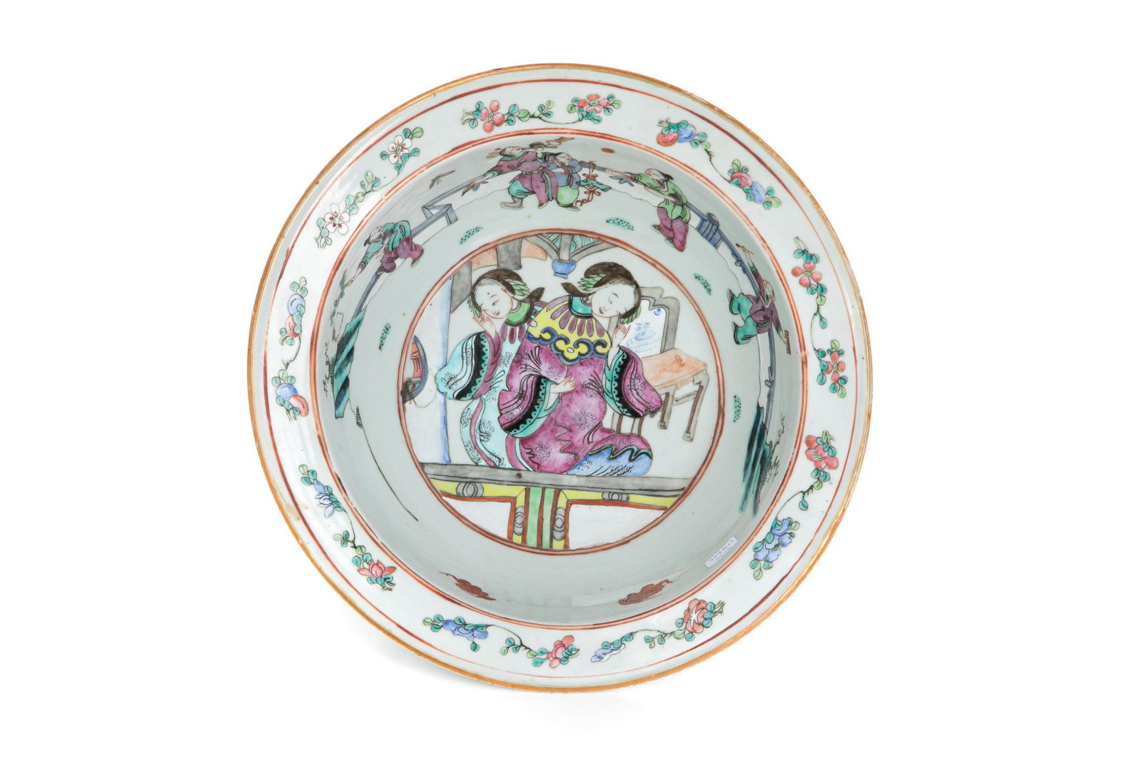 CHINESE FAMILLE ROSE FIGURAL PORCELAIN BOWL (1 of 3)