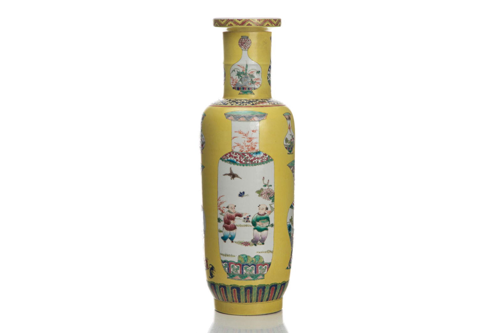 CHINESE YELLOW GROUND FAMILLE ROSE PORCELAIN VASE (1 of 10)