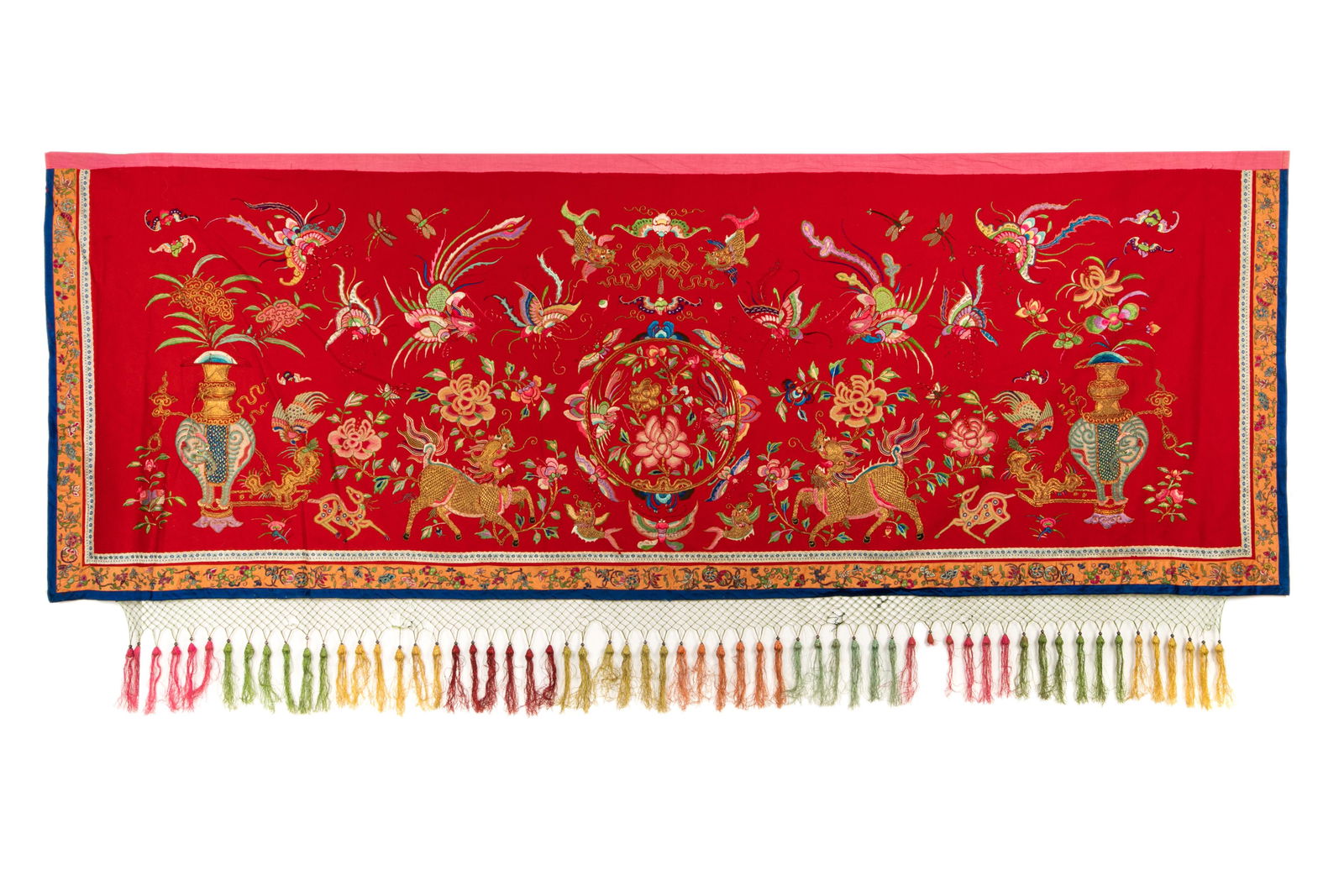 LARGE CHINESE EMBROIDERY PANEL W/ MYTHICAL ANIMALS (1 of 5)