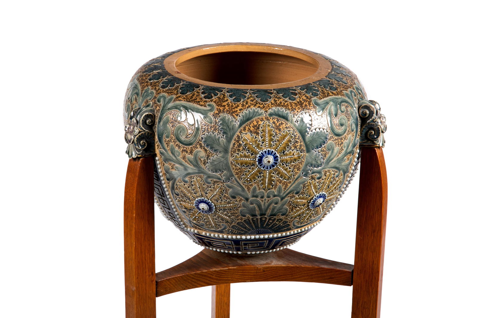 DOULTON LAMBETH STONEWARE JARDINIERE WITH STAND (1 of 6)