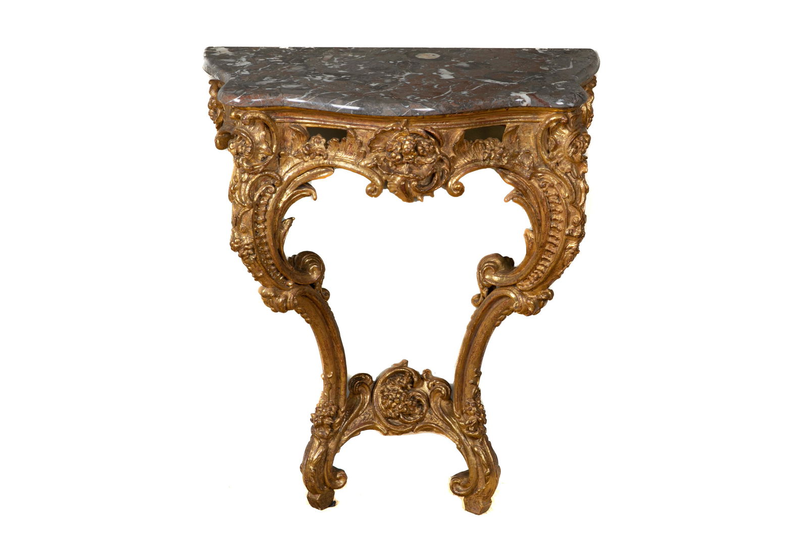 FRENCH CARVED GILTWOOD MARBLE TOP CONSOLE TABLE (1 of 3)