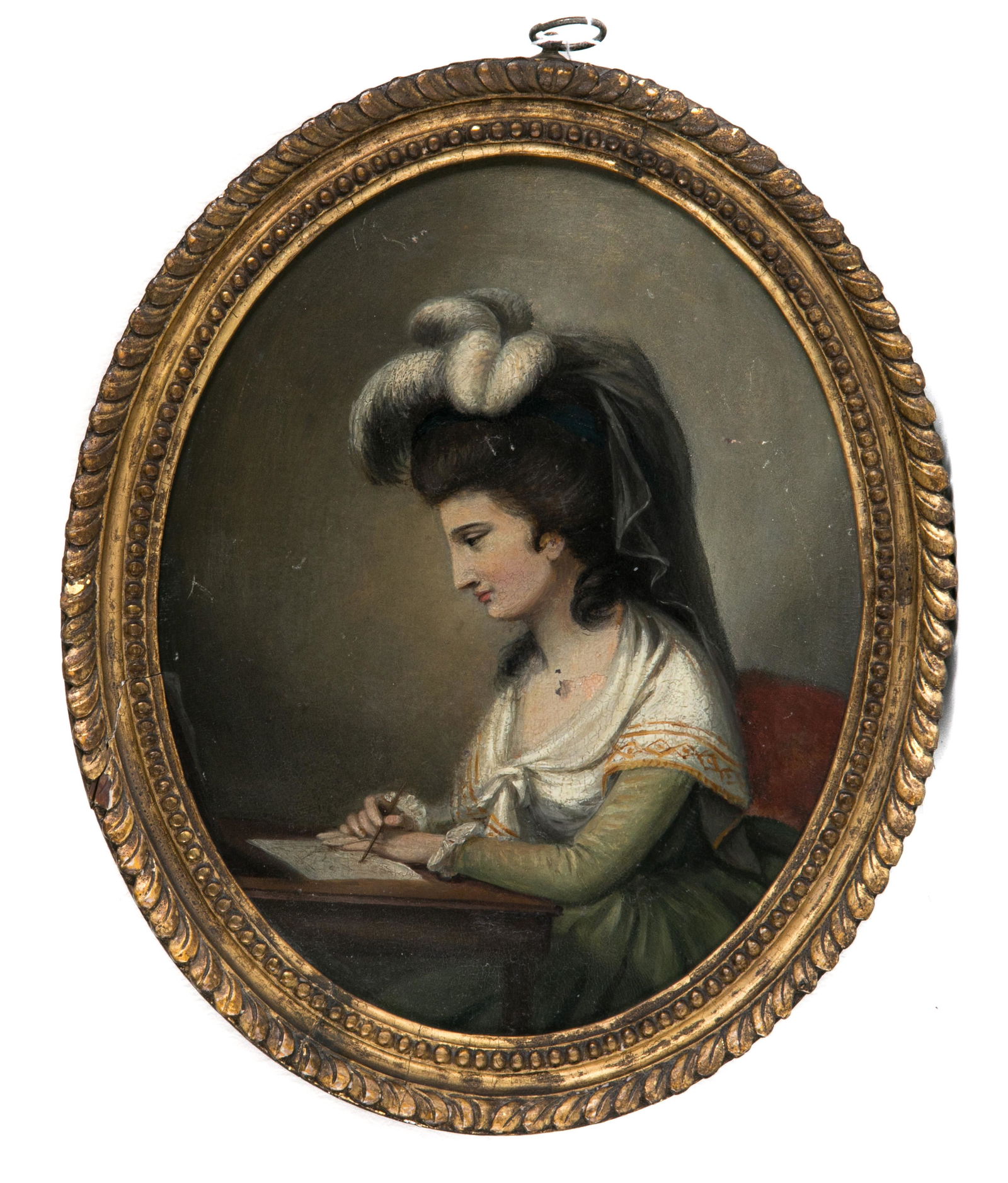 LATE GEORGIAN PORTRAIT OF LADY IN PLUME HEADDRESS (1 of 2)