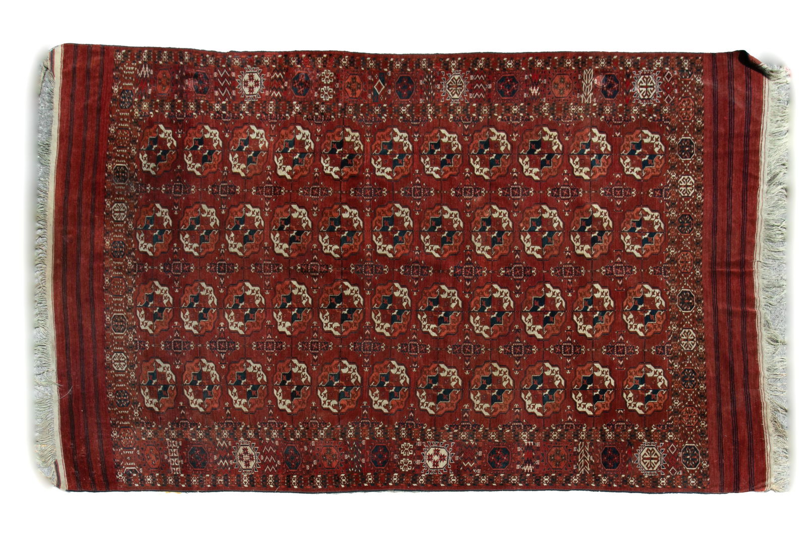 SEMI ANTIQUE TURKOMAN HAND KNOTTED WOOL CAPET (1 of 5)