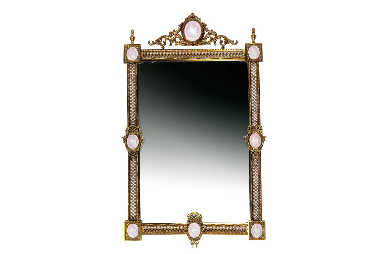 EUROPEAN BRONZE & PORCELAIN MOUNTED MIRROR (1 of 2)