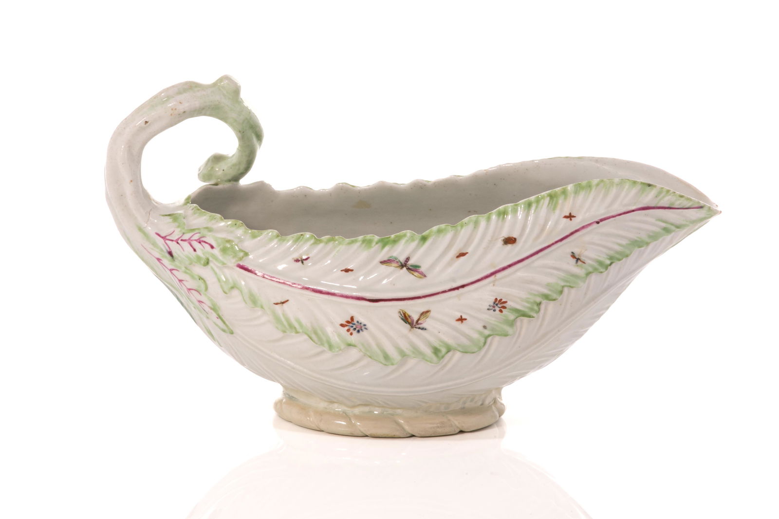 FIRST PERIOD WORCESTER LETTUCE LEAF SAUCE BOAT (1 of 4)