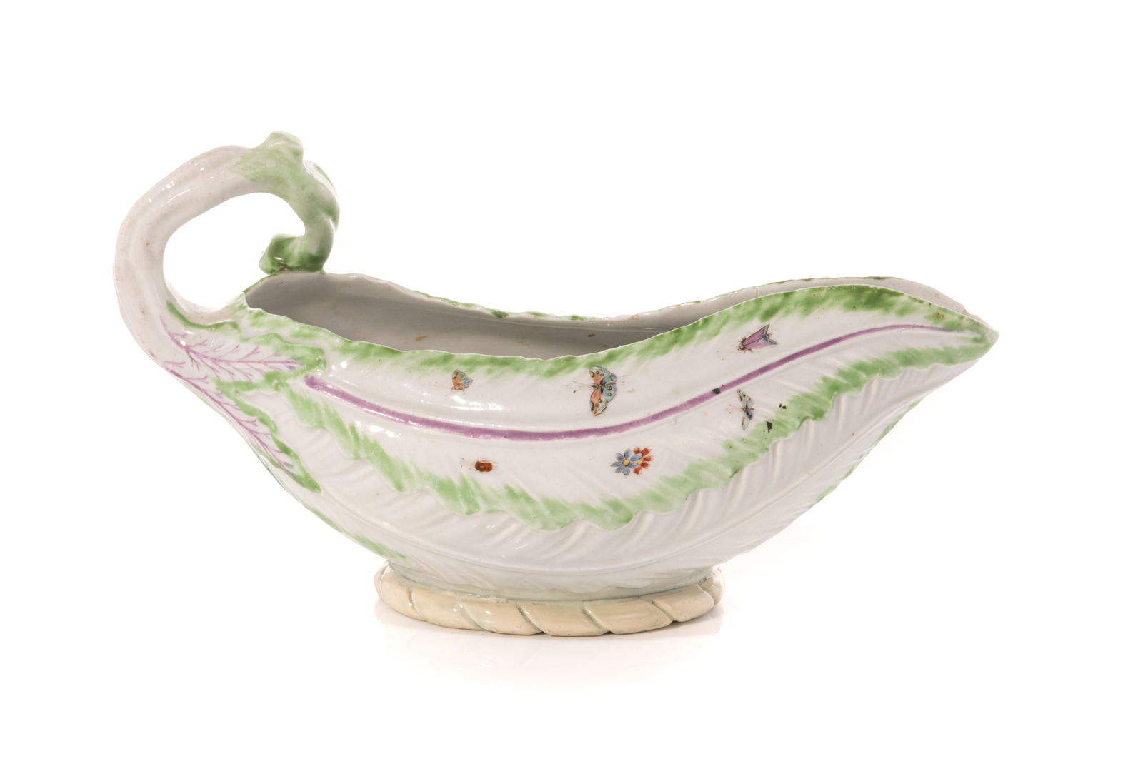 FIRST PERIOD WORCESTER LETTUCE LEAF SAUCE BOAT (1 of 4)