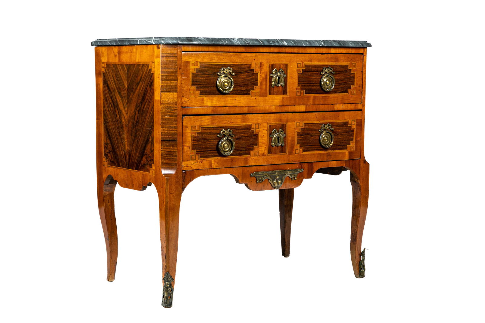 ANTIQUE FRENCH MARBLE TOP TWO DRAWER COMMODE (1 of 8)
