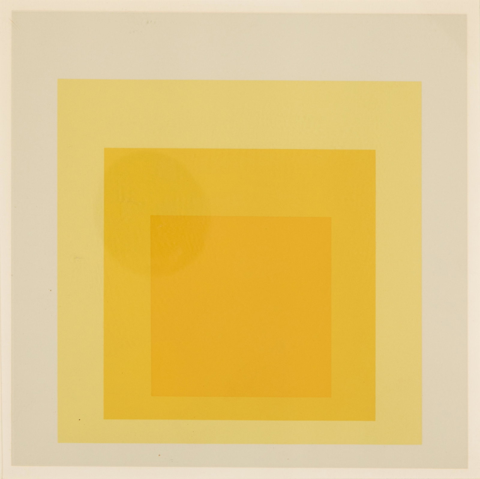 AFTER JOSEF ALBERS (German/American, 1888-1976): Colour print by Ives-Sillman, Inc. New Haven for the catalogue to accompany Paintings by Josef Albers, Sidney Janis Gallery, New York, 5-31 October 1970. It was one of 6 bound-in screenprints for the 