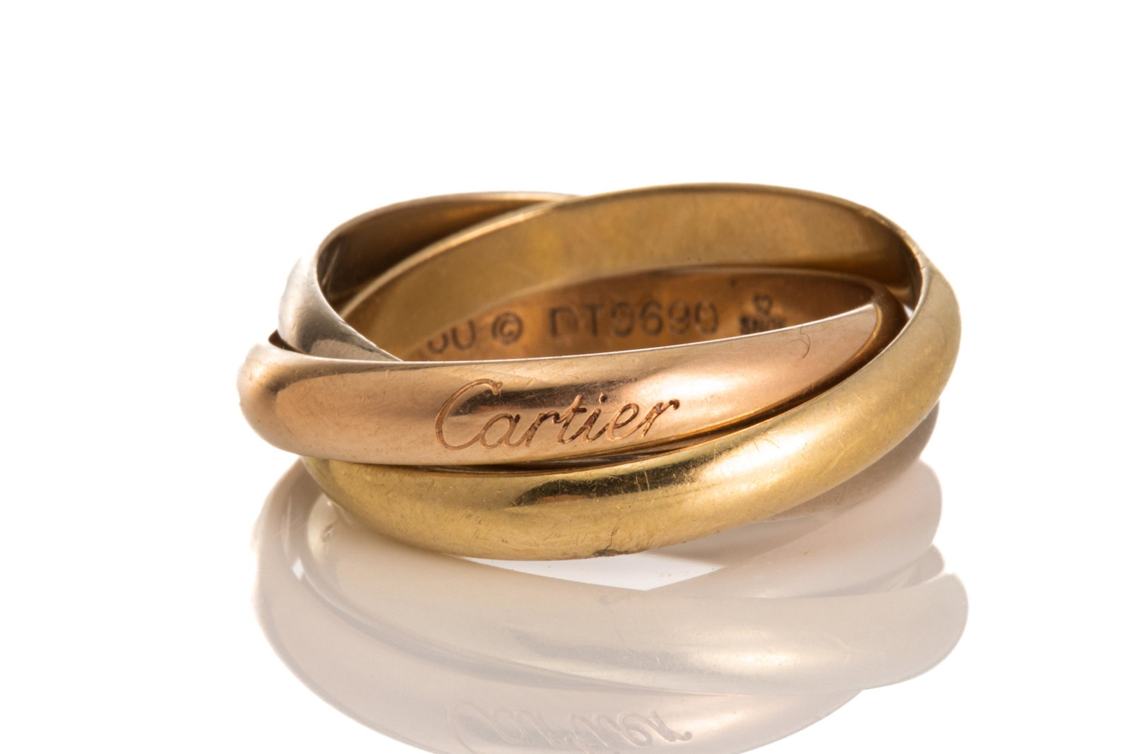 18K TRI-GOLD CARTIER TRINITY BAND RING, 11g (1 of 3)