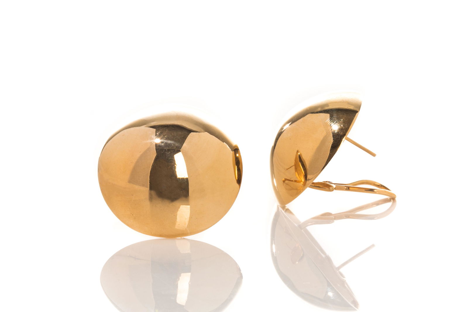 14K YELLOW GOLD VINTAGE DOME EARRINGS, 18g (1 of 2)