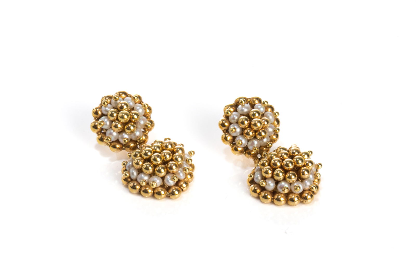 PAIR OF 18K GOLD & PEARL EARRINGS, 18g (1 of 3)