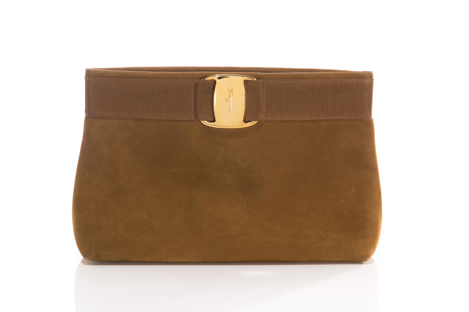 VINTAGE BROWN SUEDE SALVATORE FERRAGAMO PURSE (1 of 2)