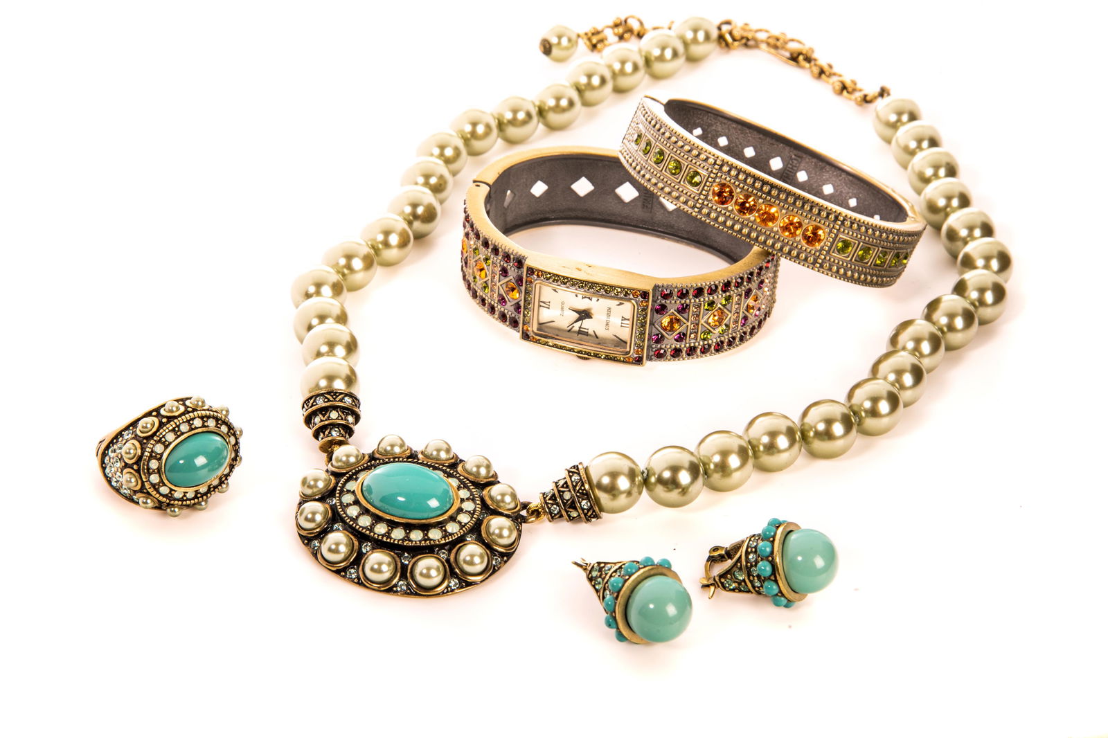 HEIDI DAUS RHINESTONE WATCH AND BANGLE SET (1 of 2)