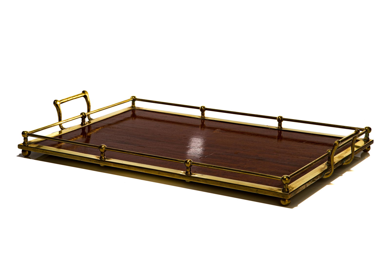 ARTS AND CRAFTS MAHOGANY & BRASS SERVING TRAY (1 of 4)